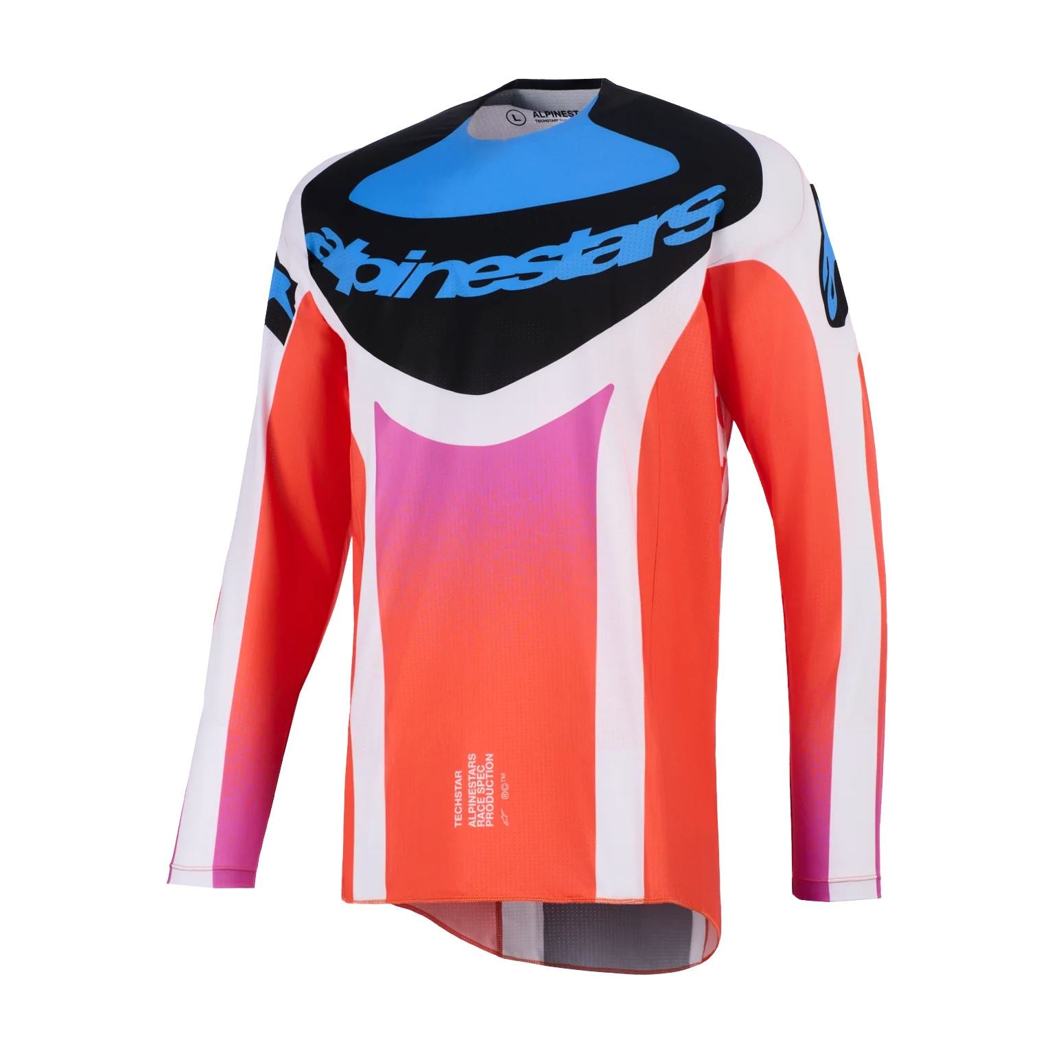 Alpinestars 2026 Techstar Knif Motocross Jersey Light Grey Orange Flo Black